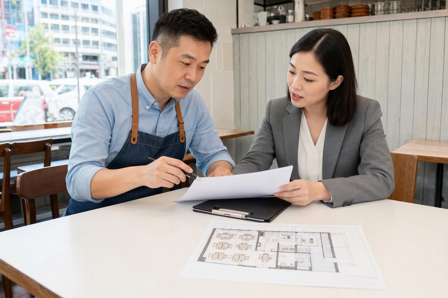 餐廳東主與顧問檢視服務合約